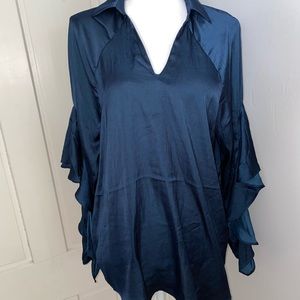 silk navy top